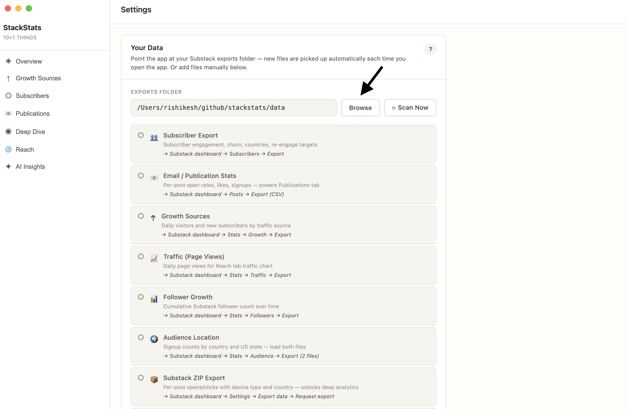 Settings Manual Upload with auto-scan folder and Scan Now button