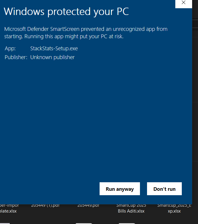 SmartScreen warning with More info link